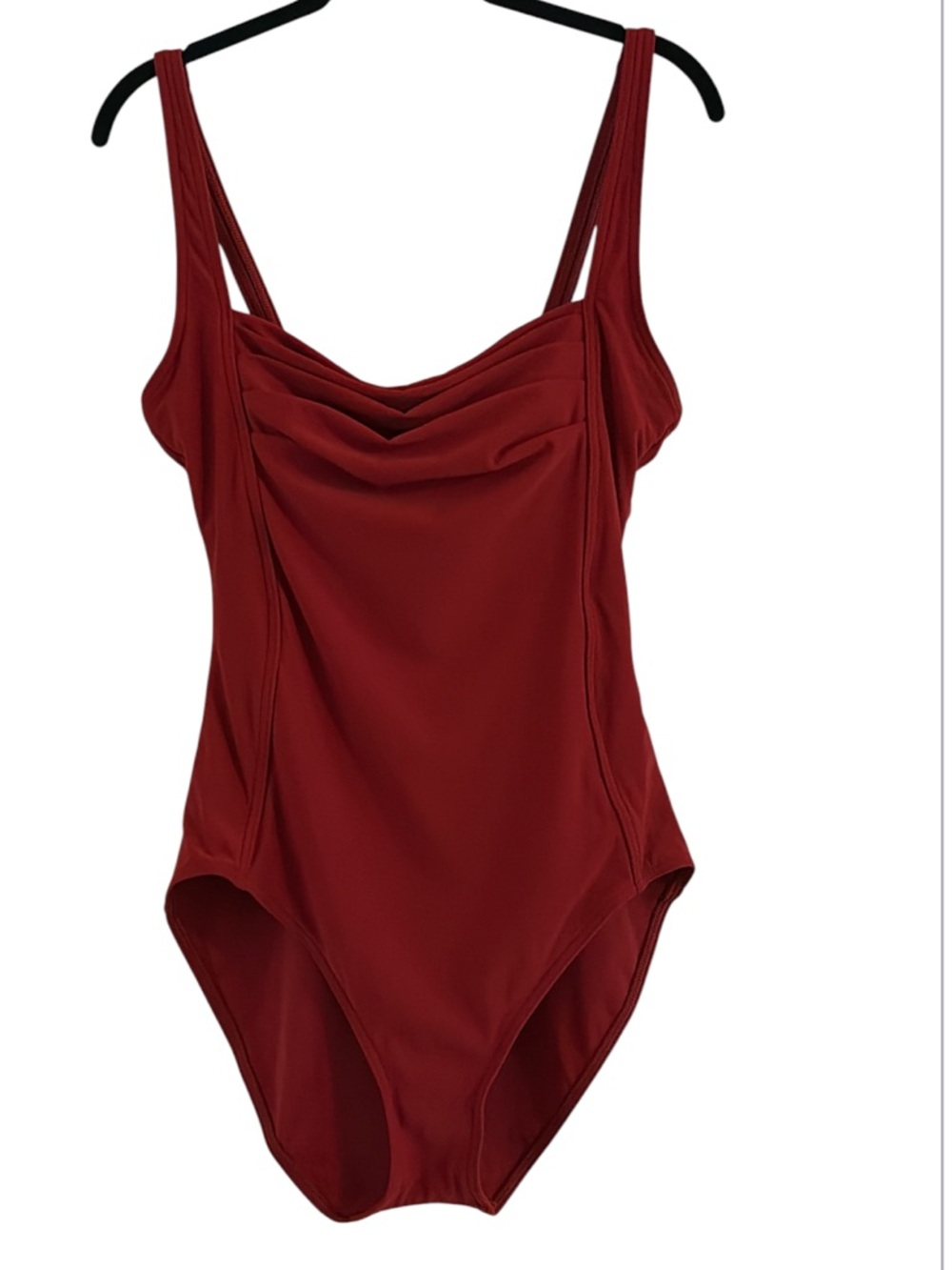 Calvin Klein Ruched Burgundy One-Piece Bathing Suit Size 14 - Picture 4 of 8